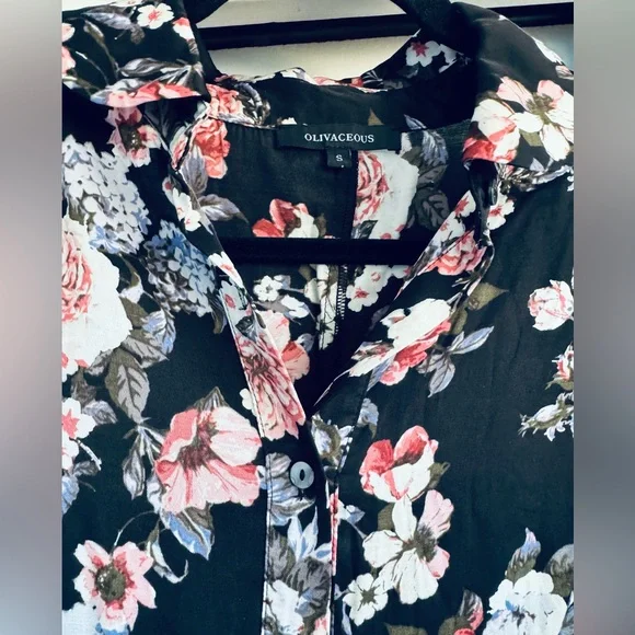 Olivaceous Floral Dance Romantic Silk Sundress Polo Mini Dress New Preppy Date - Picture 5 of 12